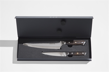 Damascus By Hâws Chef kniv 32 cm + Utility kniv 24cm Wengé